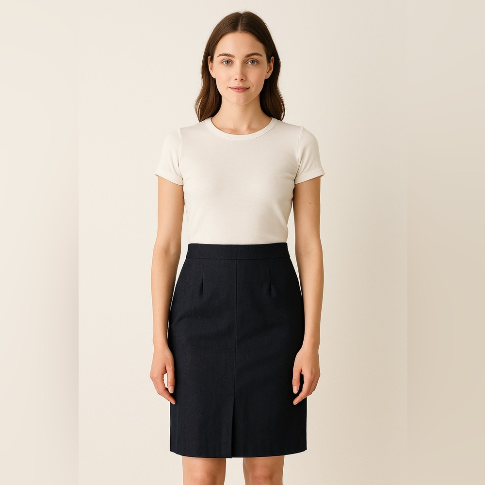 Brooks Brothers Women’s Navy Pencil Skirt - 100% Cotton Loro Piana Fabric